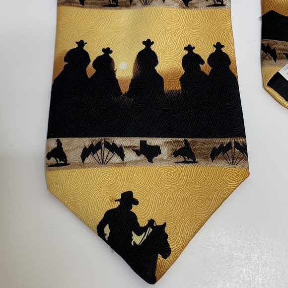RM Style | Yellow & Black Cowboy Sunset Riders Necktie | 2000 Ralph Marlin & CO - Picture 3 of 9